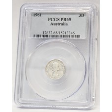 AUSTRALIA 1961 . THREEPENCE . PROOF . PCGS PR65
